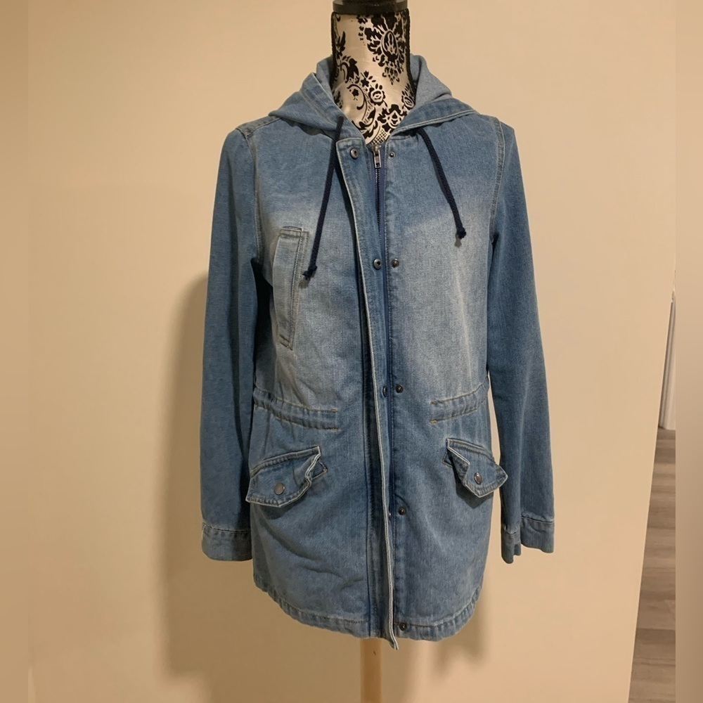 Ci Sono Hooded Denim Anorak Jacket - Picture 2 of 8